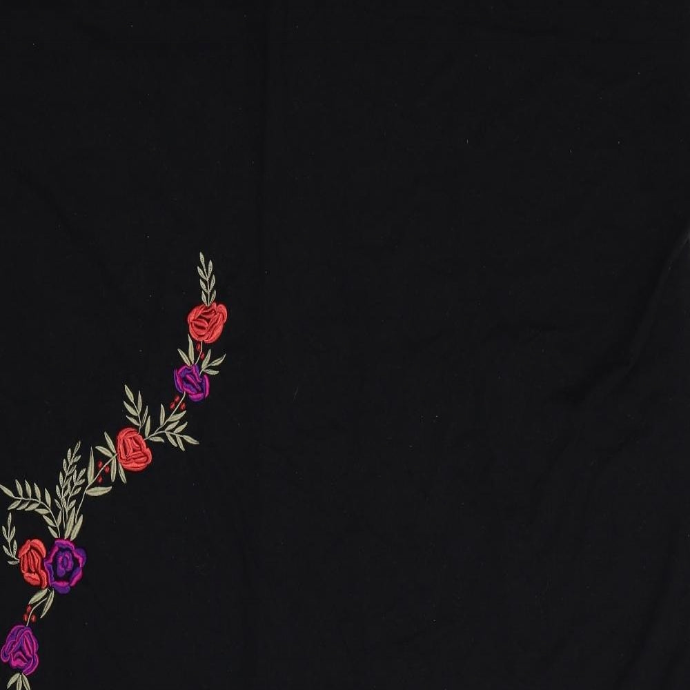 La Marquise Womens Black Polyester Maxi One Size V-Neck Pullover - Roses