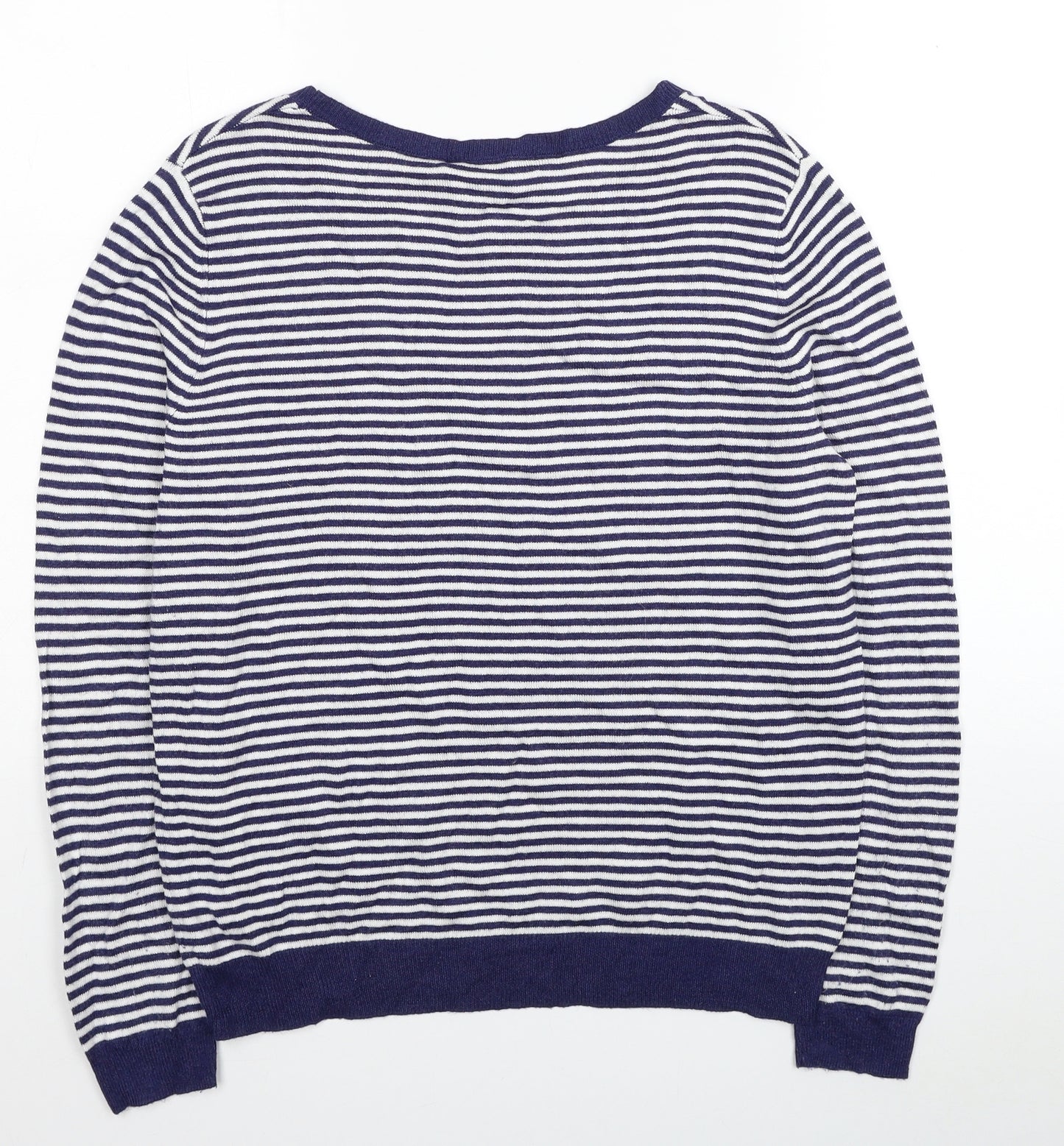 George Womens Blue Scoop Neck Striped Viscose Pullover Jumper Size 16 - Hello