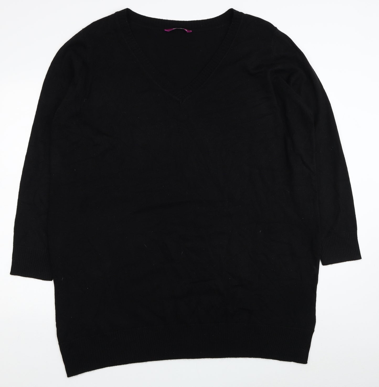 TU Womens Black Boat Neck Acrylic Tunic Jumper Size 26