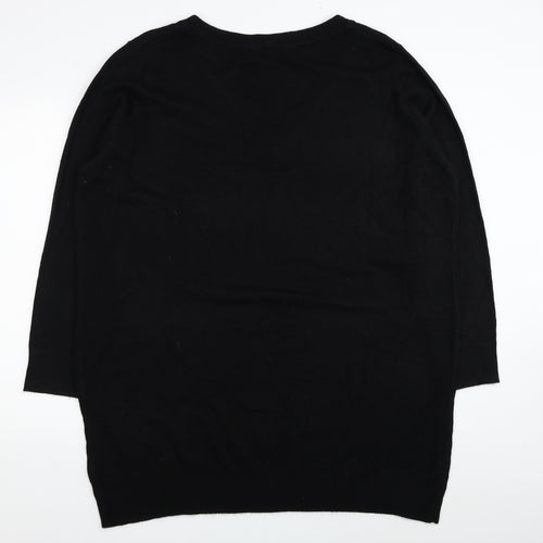 TU Womens Black Boat Neck Acrylic Tunic Jumper Size 26