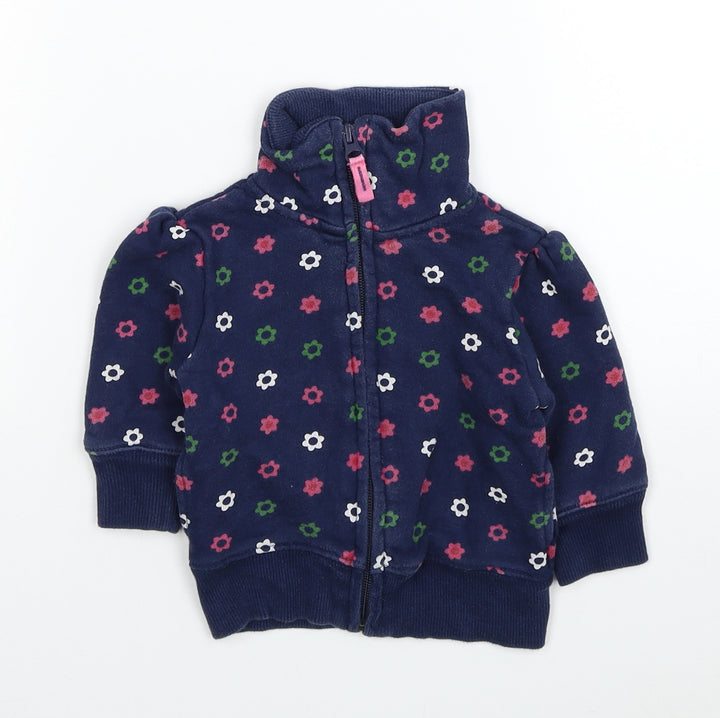 Gap Baby Blue Floral Basic Coat Jacket Size 6-9 Months Zip