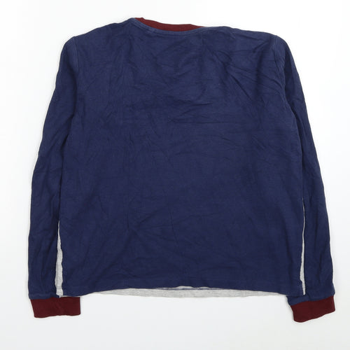 NEXT Boys Blue Round Neck Colourblock Cotton Pullover Jumper Size 13 Years Pullover