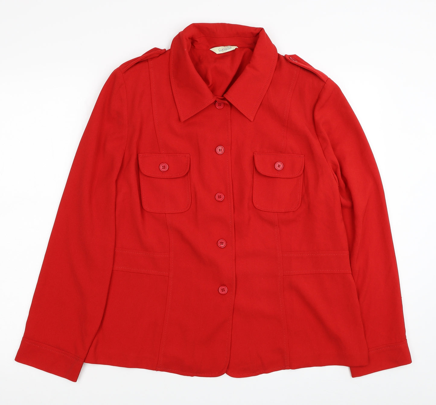 Classics Womens Red Jacket Blazer Size 16 Button