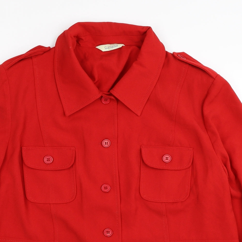 Classics Womens Red Jacket Blazer Size 16 Button