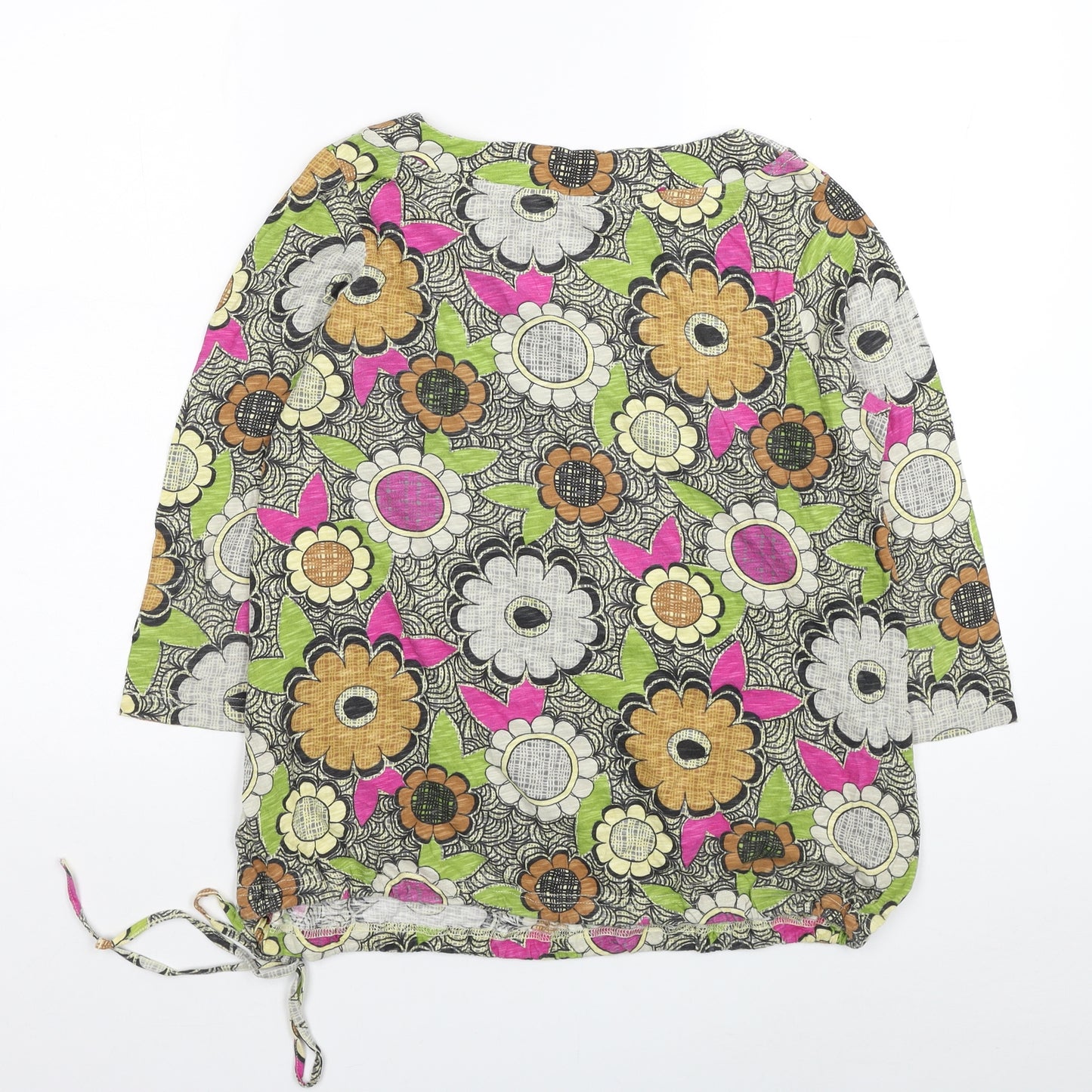 NEXT Womens Multicoloured Floral Cotton Basic Blouse Size 12 Scoop Neck