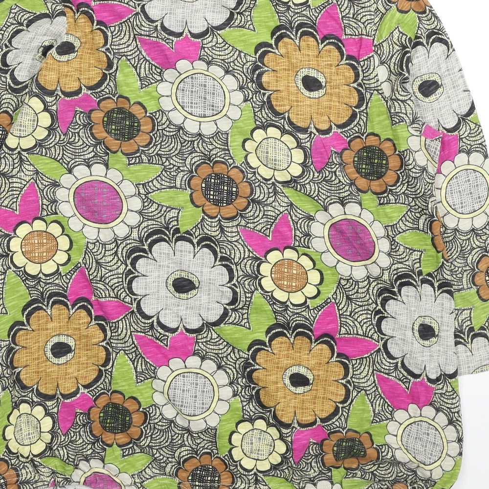 NEXT Womens Multicoloured Floral Cotton Basic Blouse Size 12 Scoop Neck