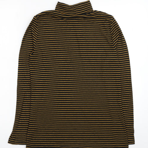 Papaya Womens Black Roll Neck Striped Polyester Pullover Jumper Size 16