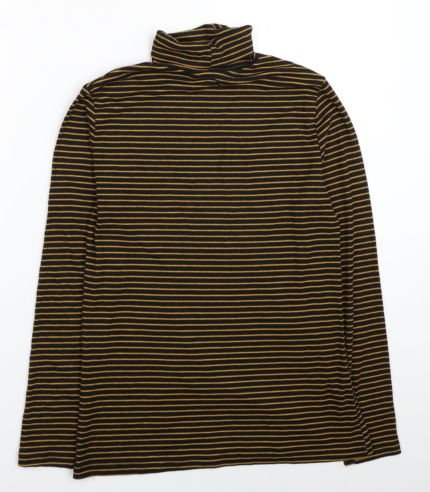 Papaya Womens Black Roll Neck Striped Polyester Pullover Jumper Size 16