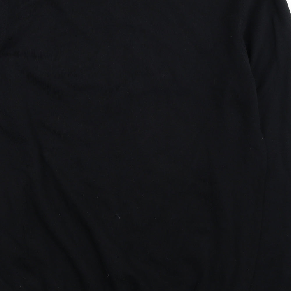 George Mens Black V-Neck Cotton Pullover Jumper Size L