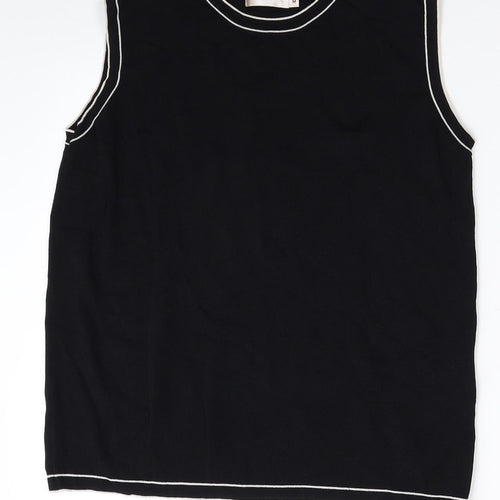 Bonmarché Womens Black Viscose Basic Tank Size M Round Neck