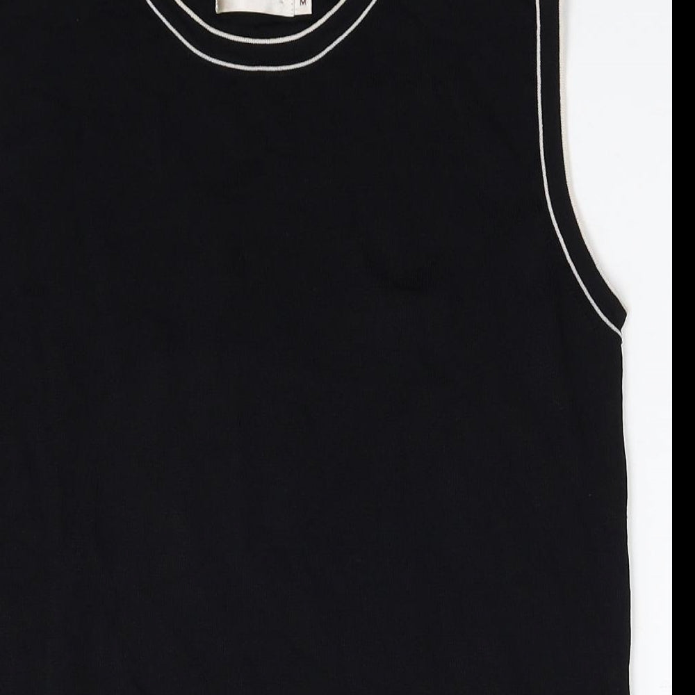 Bonmarché Womens Black Viscose Basic Tank Size M Round Neck