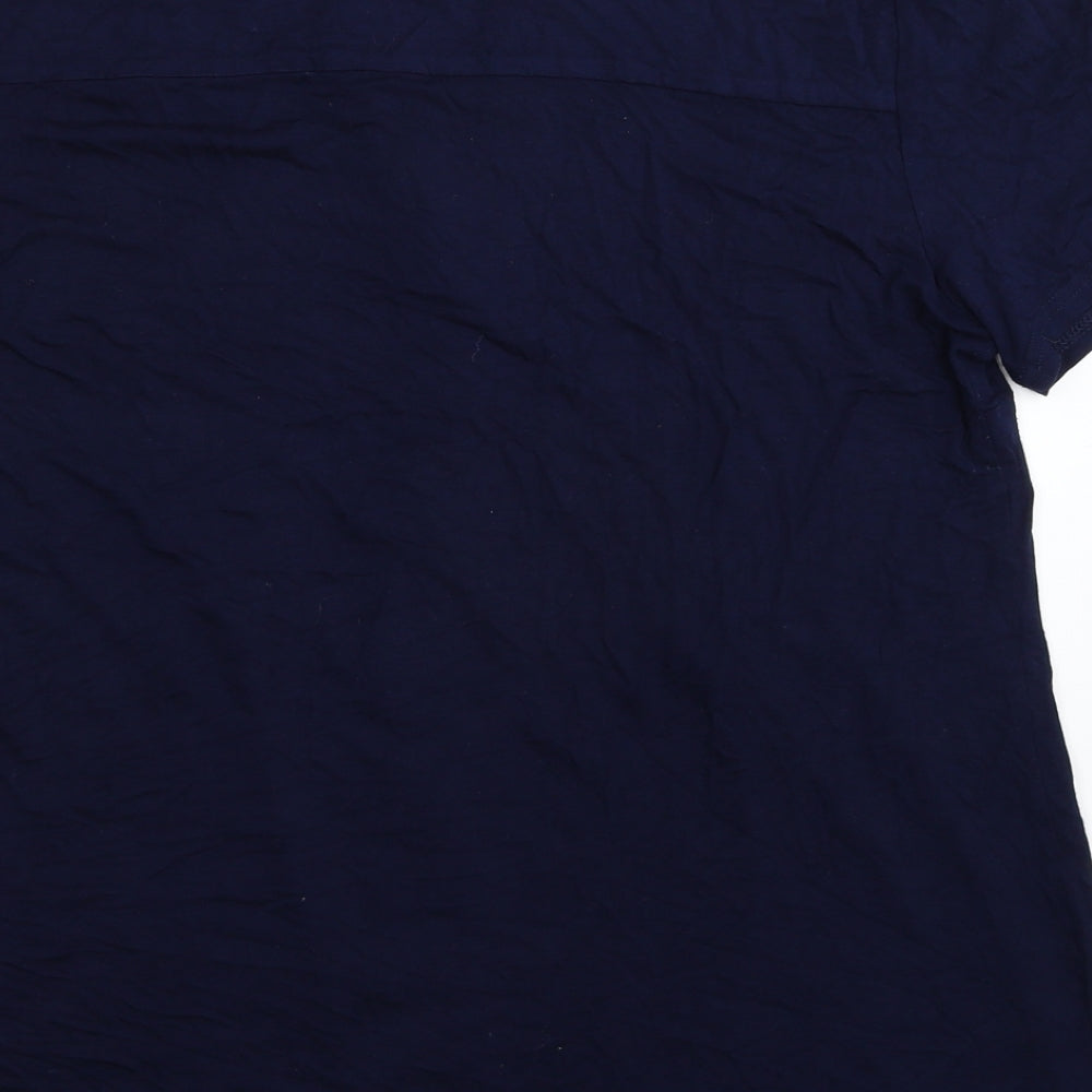 Preworn Womens Blue Viscose Basic Button-Up Size 16 V-Neck
