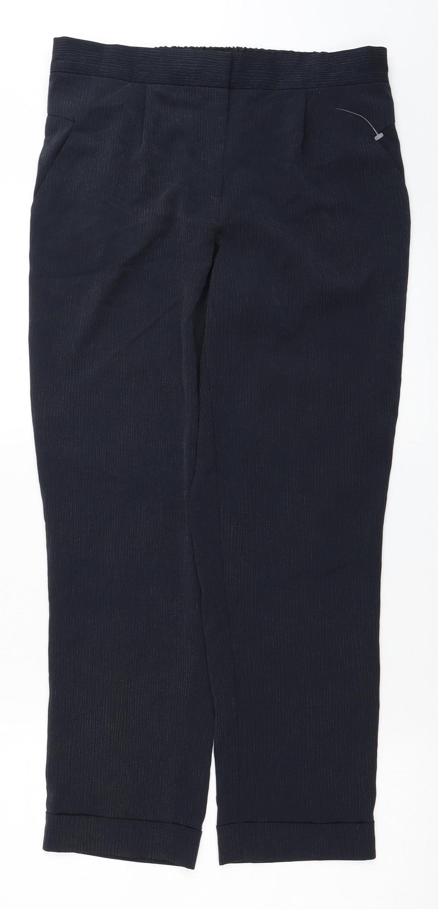 Topshop Womens Black Lyocell Capri Trousers Size 12 L20 in Regular Zip