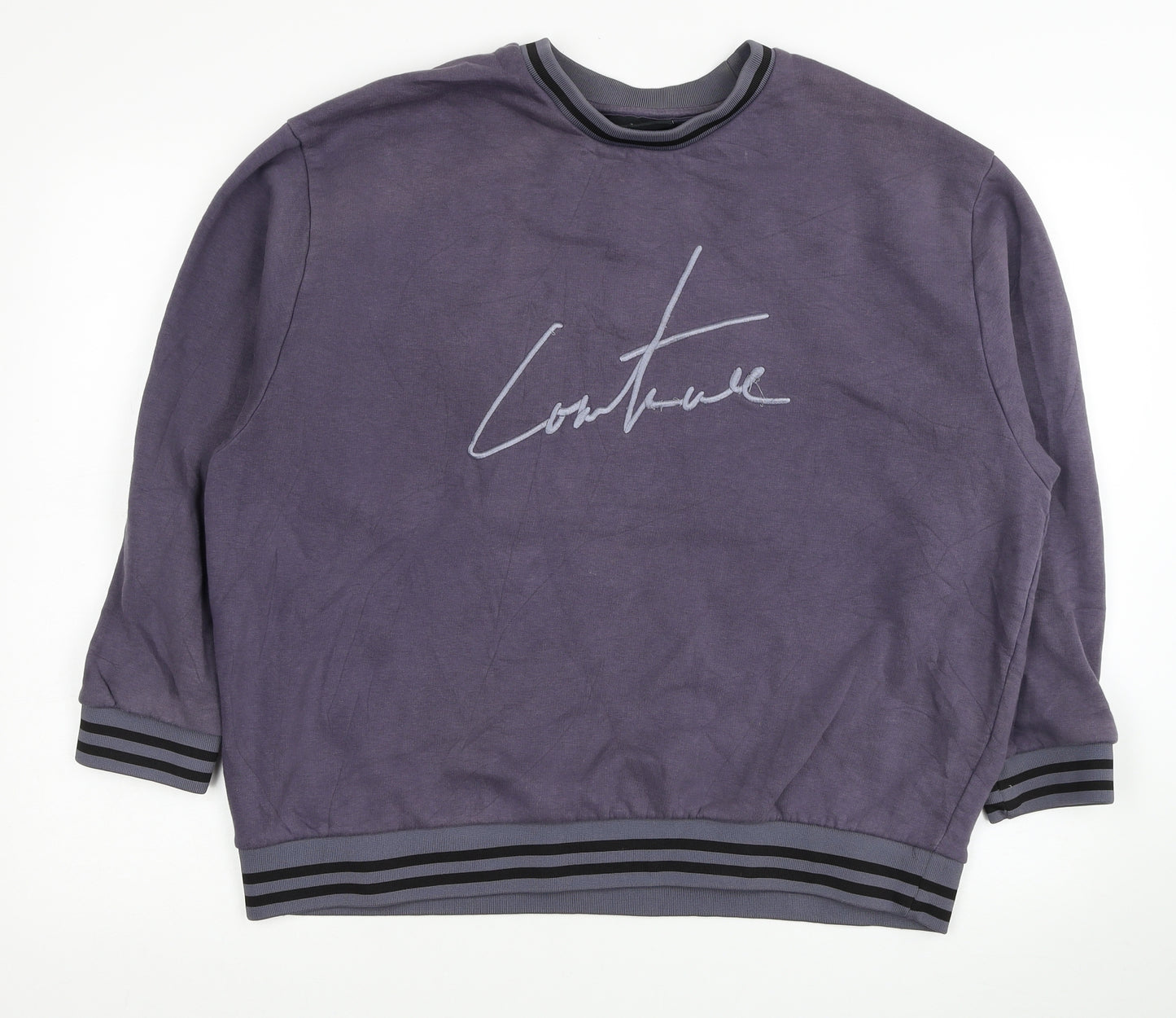 The Couture Club Mens Purple Cotton Pullover Sweatshirt Size L