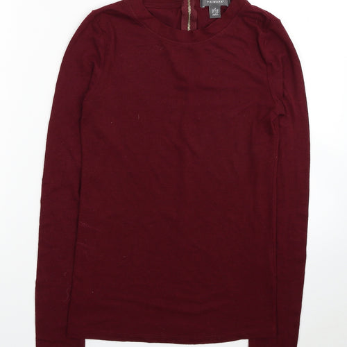 Primark Womens Red Polyacrylate Fibre Basic T-Shirt Size 6 Scoop Neck