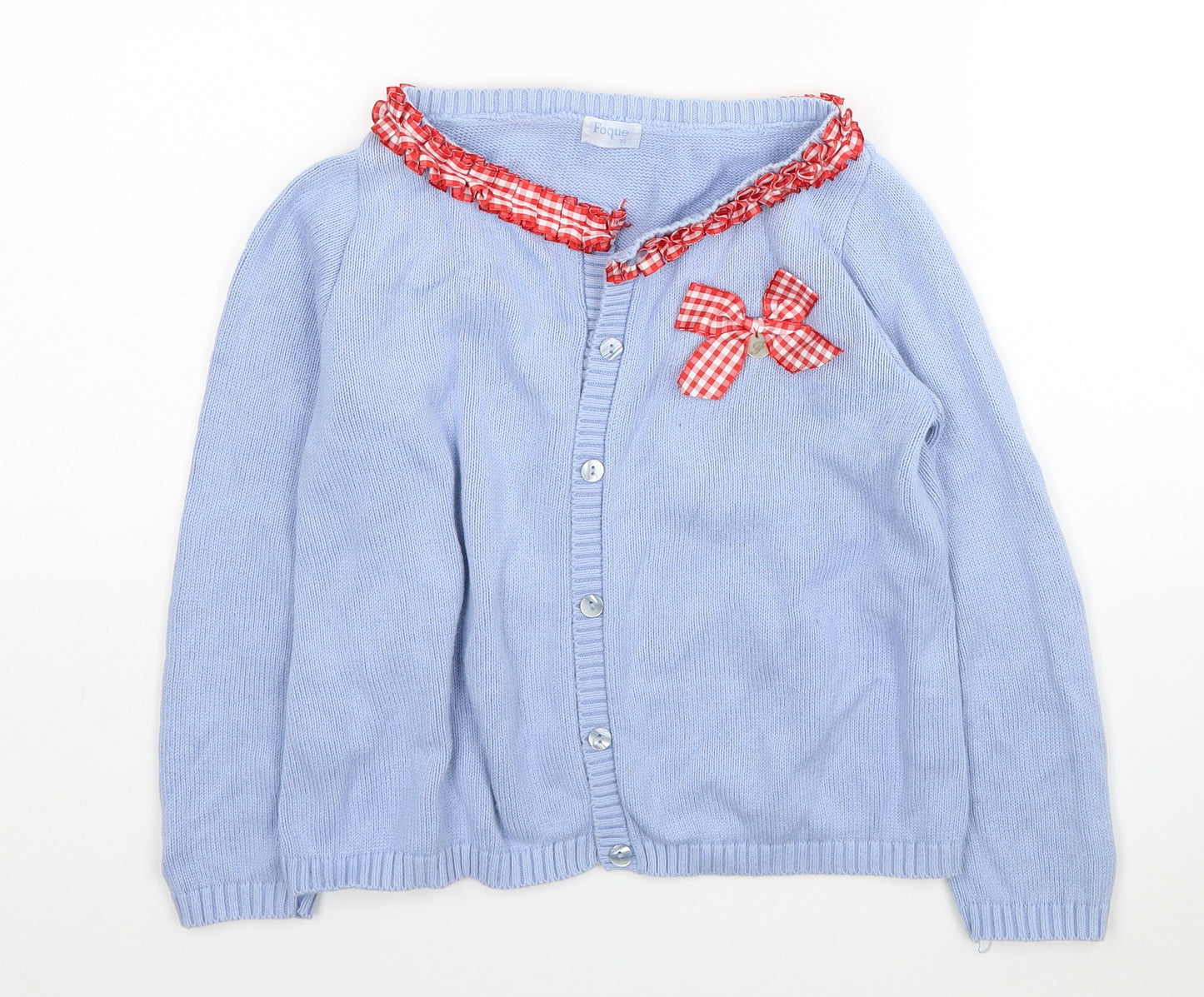 Foque Girls Blue Roll Neck Cotton Cardigan Jumper Size 10 Years Button