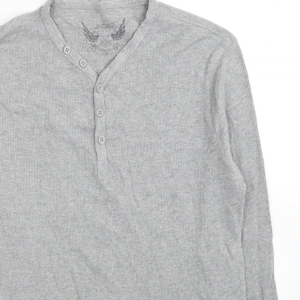 Burton Mens Grey Cotton T-Shirt Size M V-Neck