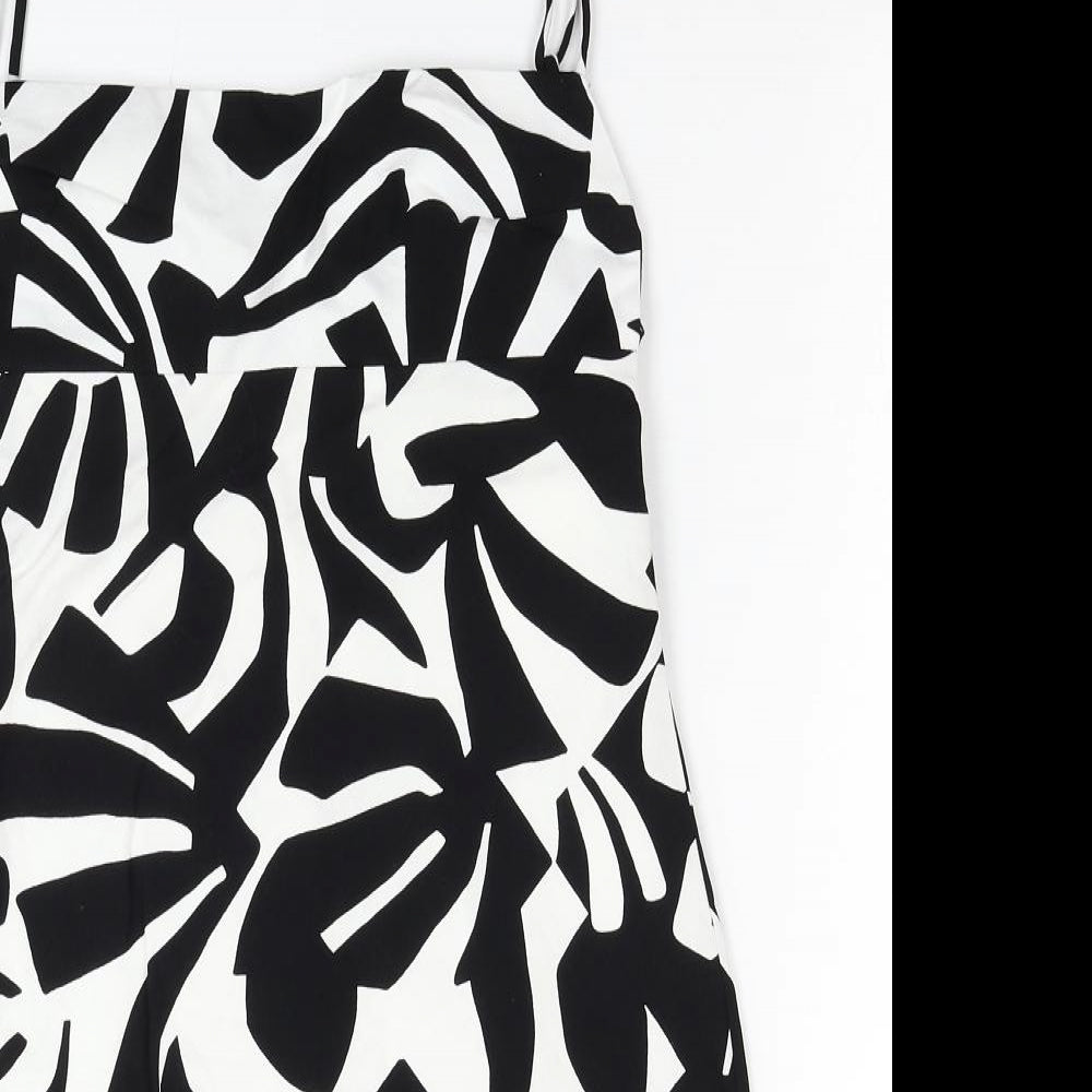 Zara Womens White Geometric Polyester Mini Size M Square Neck Zip