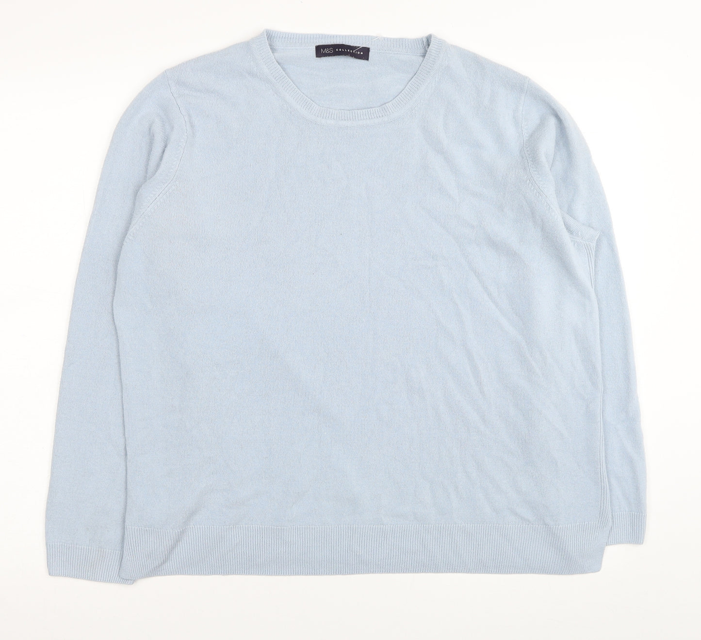 Marks and Spencer Womens Blue Round Neck Acrylic Pullover Jumper Size 20