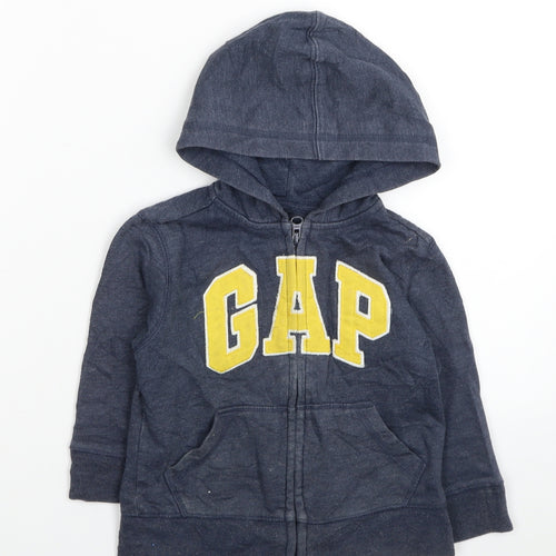 Gap Boys Blue Cotton Full Zip Hoodie Size 2 Years Zip