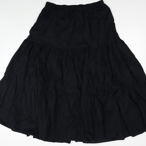 Marks and Spencer Womens Black Cotton Pleated Skirt Size 18