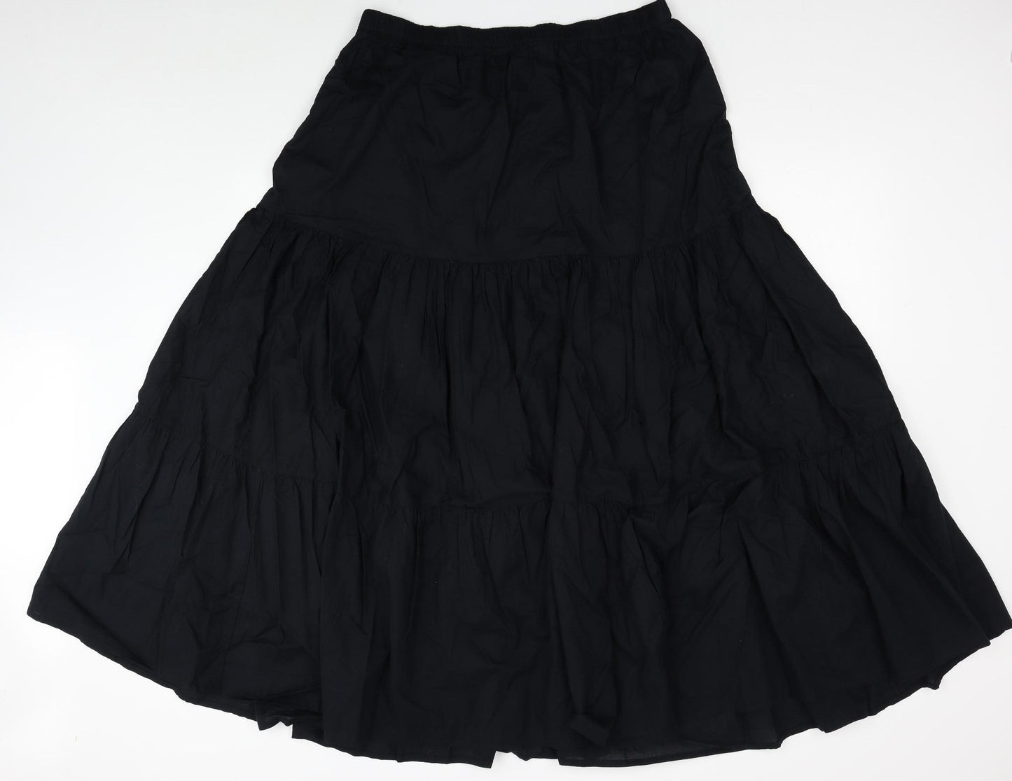 Marks and Spencer Womens Black Cotton Pleated Skirt Size 18
