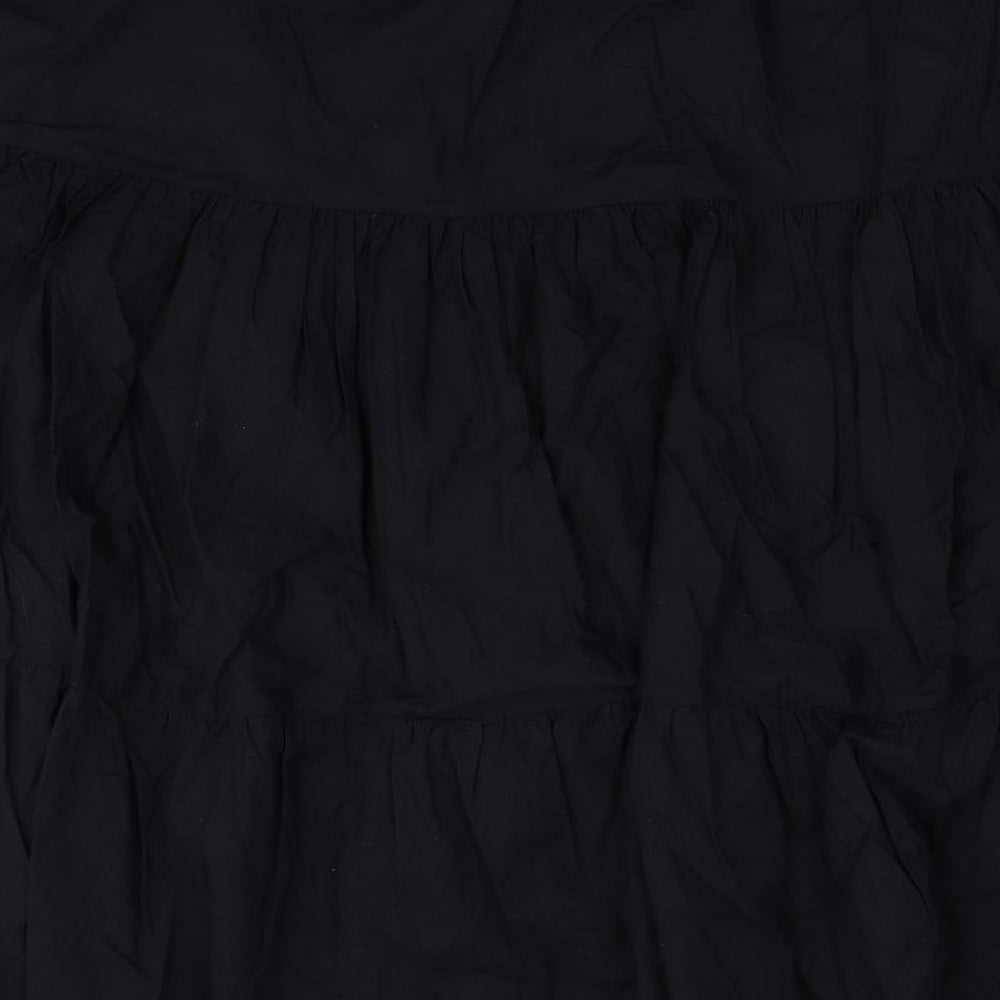 Marks and Spencer Womens Black Cotton Pleated Skirt Size 18