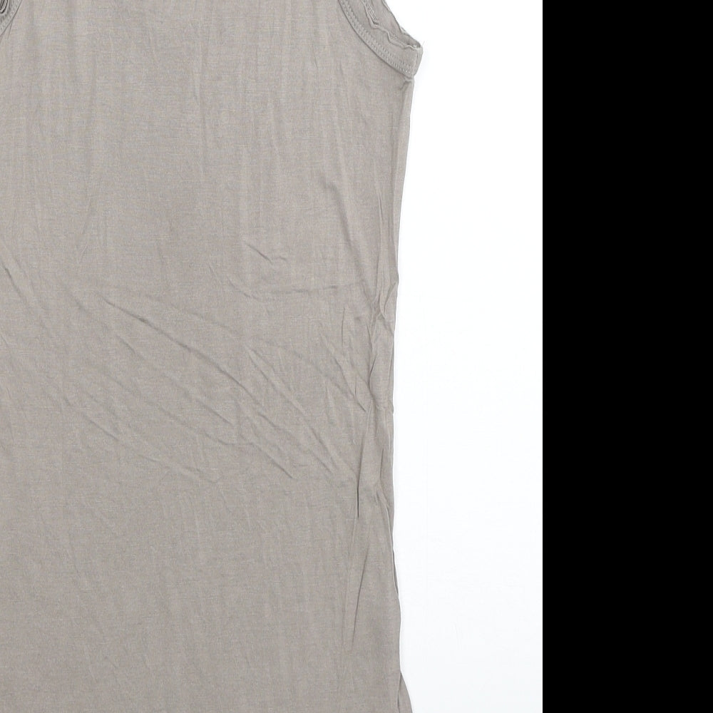 AllSaints Womens Beige Viscose Tank Dress Size 8 Scoop Neck Pullover - Owl