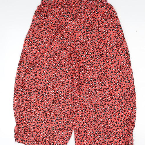 Marks and Spencer Womens Pink Animal Print Viscose Bloomer Trousers Size 8 L20 in Regular Zip - Leopard Print