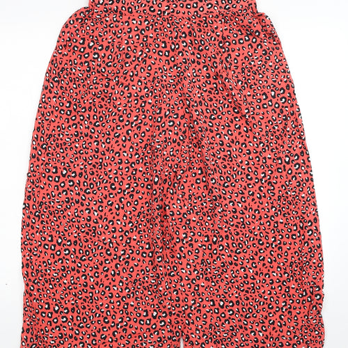 Marks and Spencer Womens Pink Animal Print Viscose Bloomer Trousers Size 8 L20 in Regular Zip - Leopard Print
