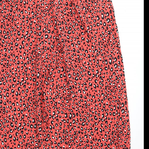 Marks and Spencer Womens Pink Animal Print Viscose Bloomer Trousers Size 8 L20 in Regular Zip - Leopard Print