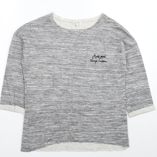 River Island Womens Grey Cotton Basic T-Shirt Size 8 Scoop Neck - Make Good Things Happen.