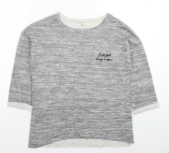 River Island Womens Grey Cotton Basic T-Shirt Size 8 Scoop Neck - Make Good Things Happen.