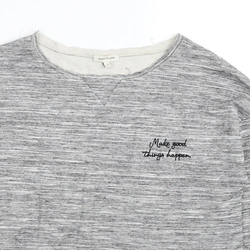 River Island Womens Grey Cotton Basic T-Shirt Size 8 Scoop Neck - Make Good Things Happen.
