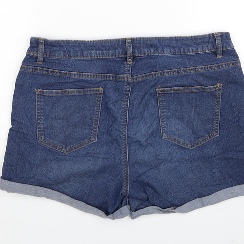 Denim & Co. Womens Blue Cotton Hot Pants Shorts Size 16 L4 in Regular Zip