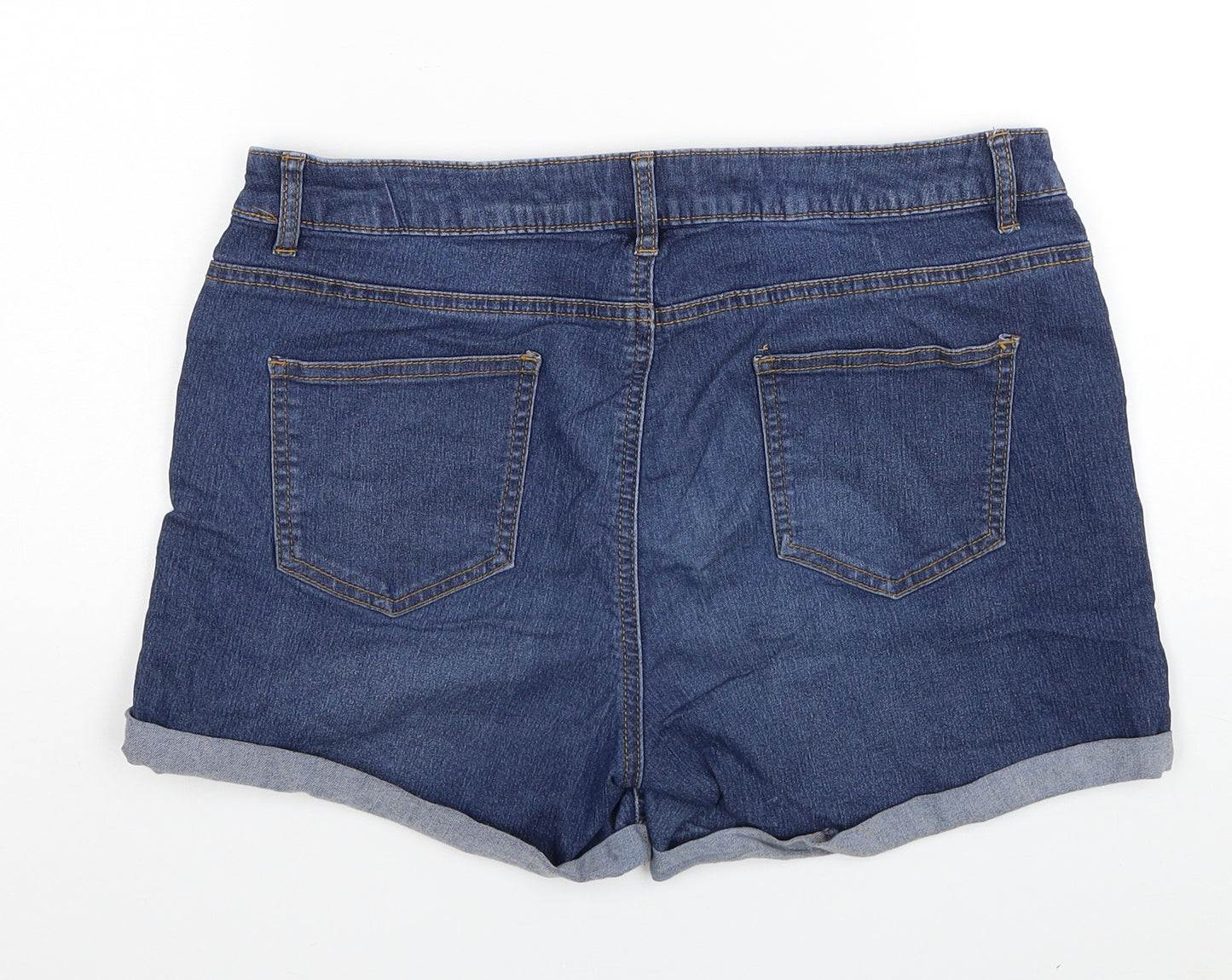 Denim & Co. Womens Blue Cotton Hot Pants Shorts Size 16 L4 in Regular Zip
