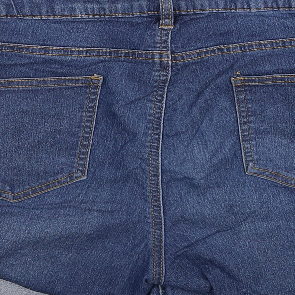 Denim & Co. Womens Blue Cotton Hot Pants Shorts Size 16 L4 in Regular Zip
