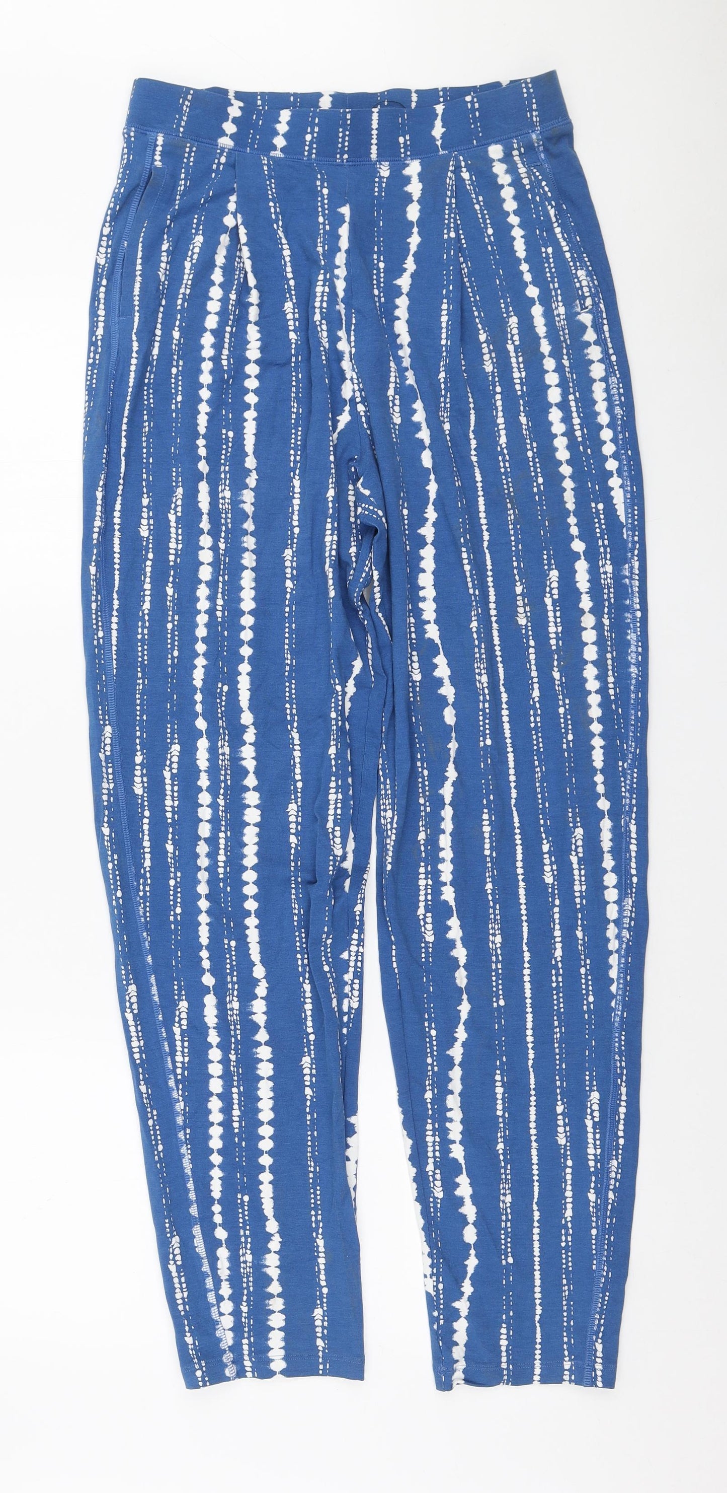 Marks and Spencer Womens Blue Geometric Viscose Capri Leggings Size 10 L30 in