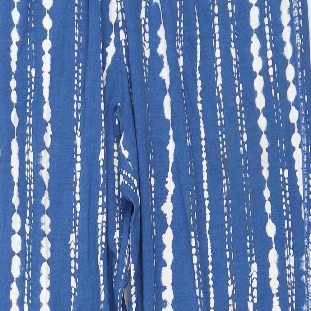 Marks and Spencer Womens Blue Geometric Viscose Capri Leggings Size 10 L30 in