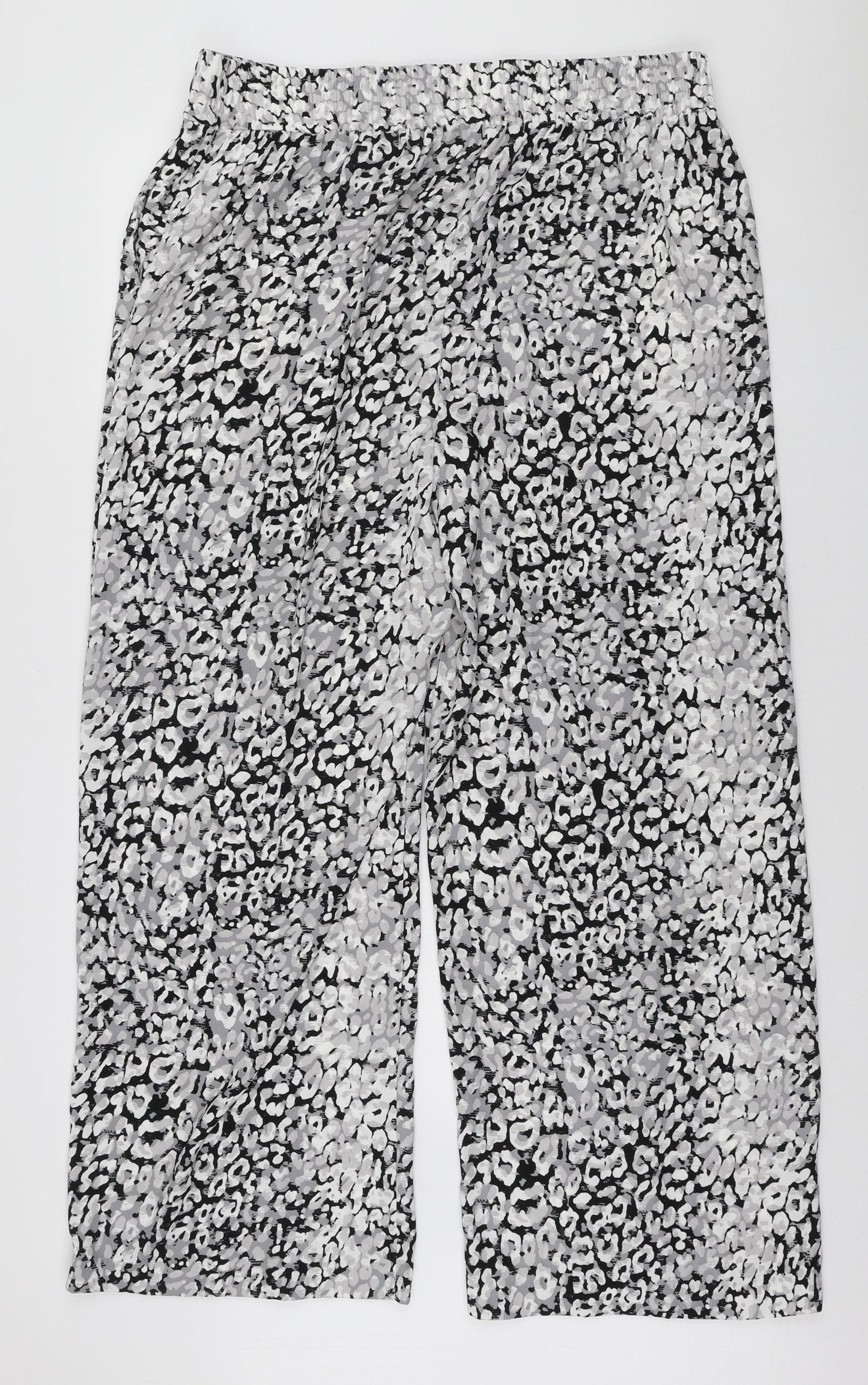 Marks and Spencer Womens Grey Animal Print Polyester Bloomer Trousers Size 18 L30 in Regular Drawstring