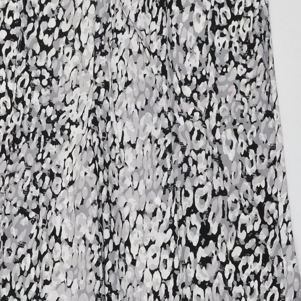 Marks and Spencer Womens Grey Animal Print Polyester Bloomer Trousers Size 18 L30 in Regular Drawstring