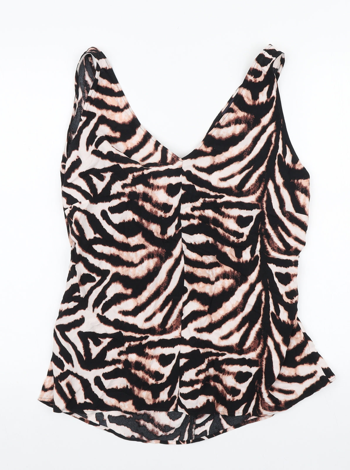 Marks and Spencer Womens Multicoloured Animal Print Viscose Basic Tank Size 18 V-Neck - Tie back detail