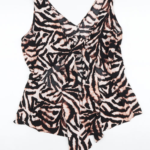 Marks and Spencer Womens Multicoloured Animal Print Viscose Basic Tank Size 18 V-Neck - Tie back detail