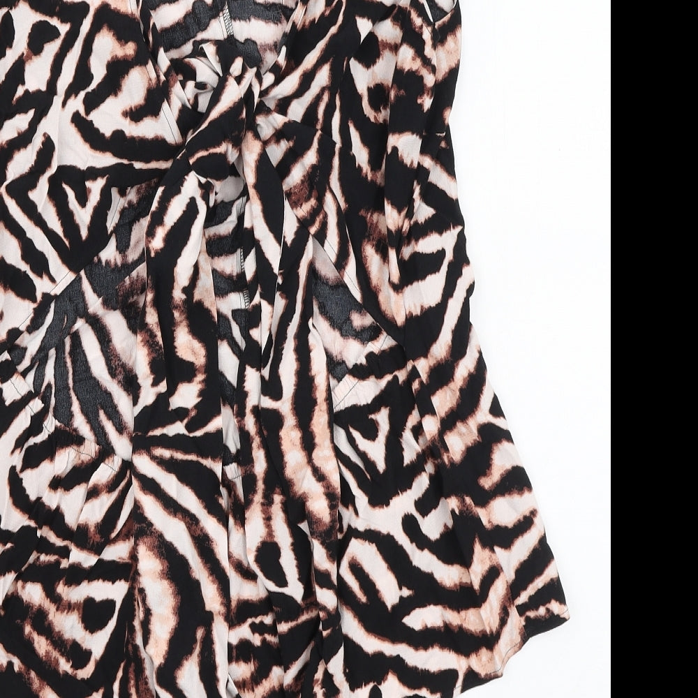 Marks and Spencer Womens Multicoloured Animal Print Viscose Basic Tank Size 18 V-Neck - Tie back detail