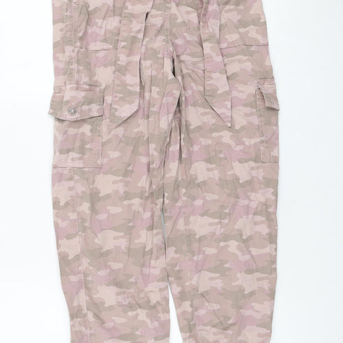 Marks and Spencer Womens Pink Camouflage Lyocell Cargo Trousers Size 10 L23 in Regular Tie