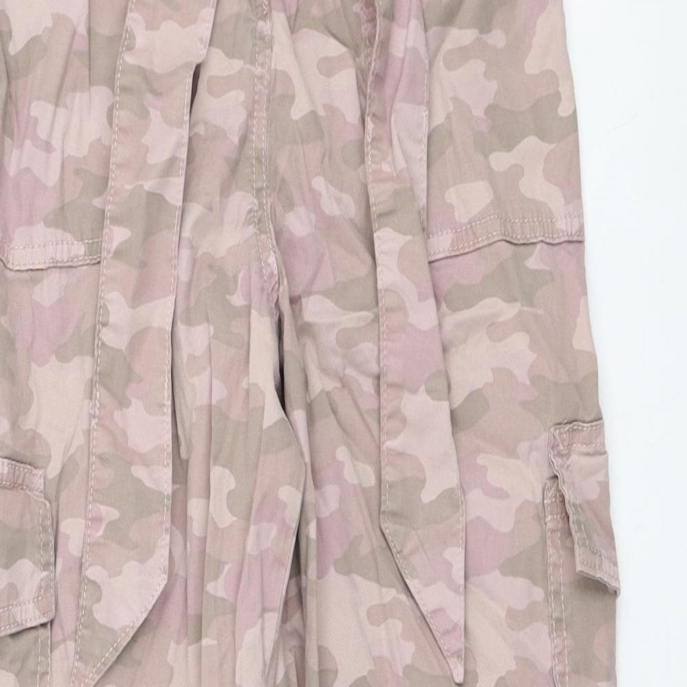Marks and Spencer Womens Pink Camouflage Lyocell Cargo Trousers Size 10 L23 in Regular Tie
