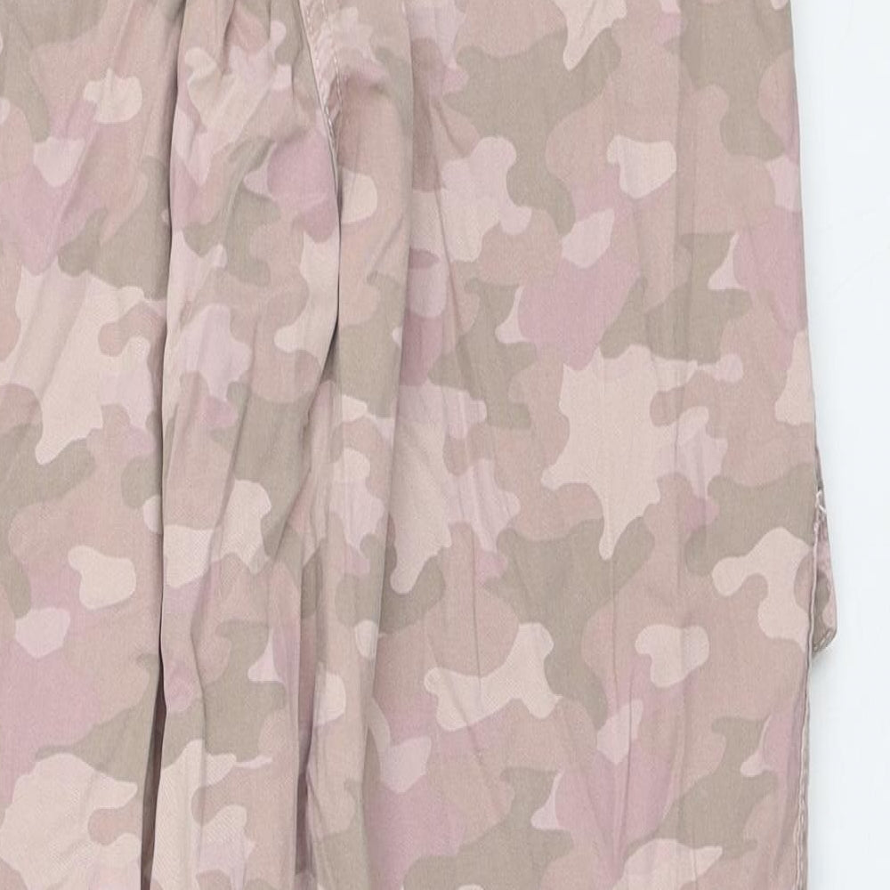 Marks and Spencer Womens Pink Camouflage Lyocell Cargo Trousers Size 10 L23 in Regular Tie
