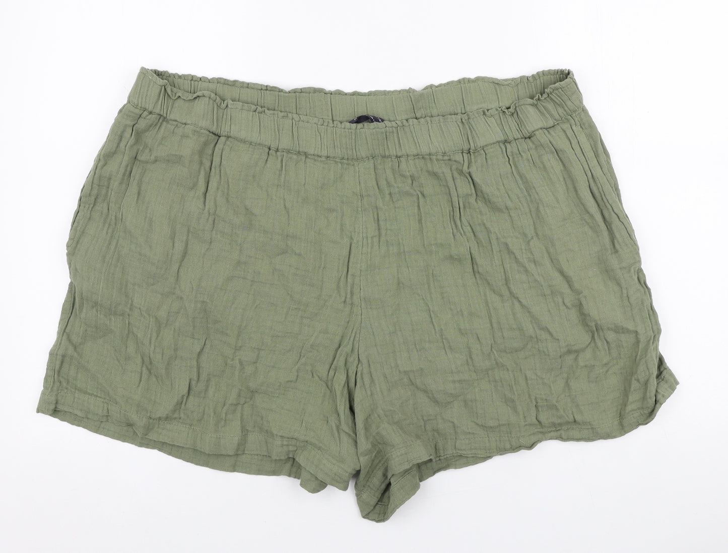 Marks and Spencer Womens Green Cotton Sweat Shorts Size 24 L4 in Regular Pull On