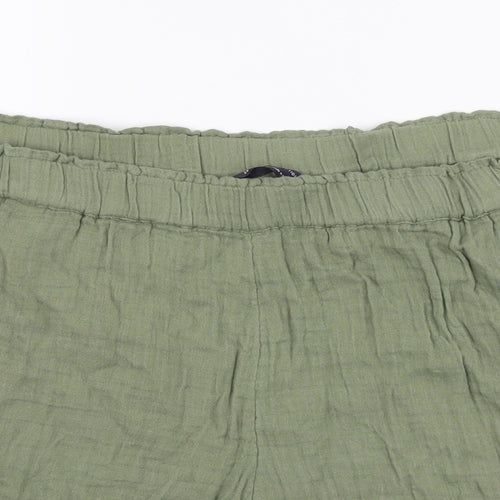 Marks and Spencer Womens Green Cotton Sweat Shorts Size 24 L4 in Regular Pull On