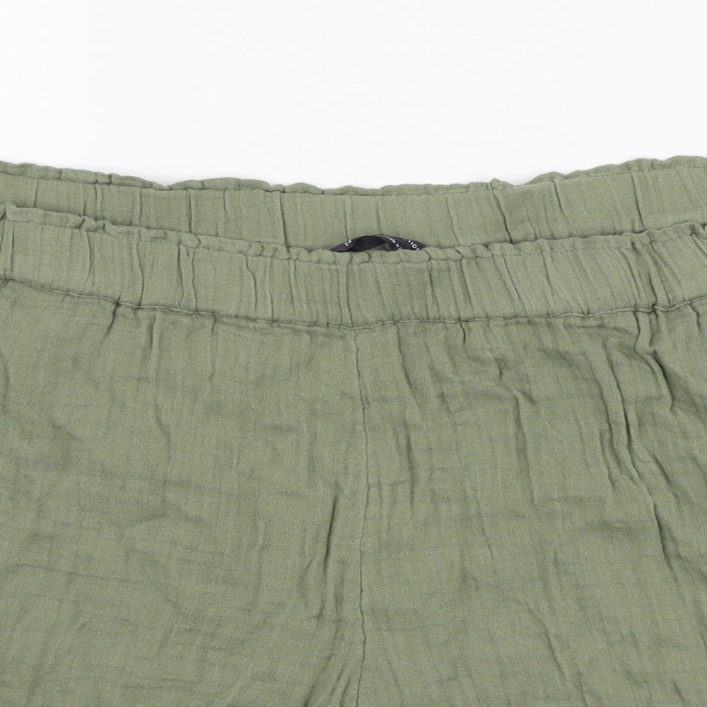 Marks and Spencer Womens Green Cotton Sweat Shorts Size 24 L4 in Regular Pull On